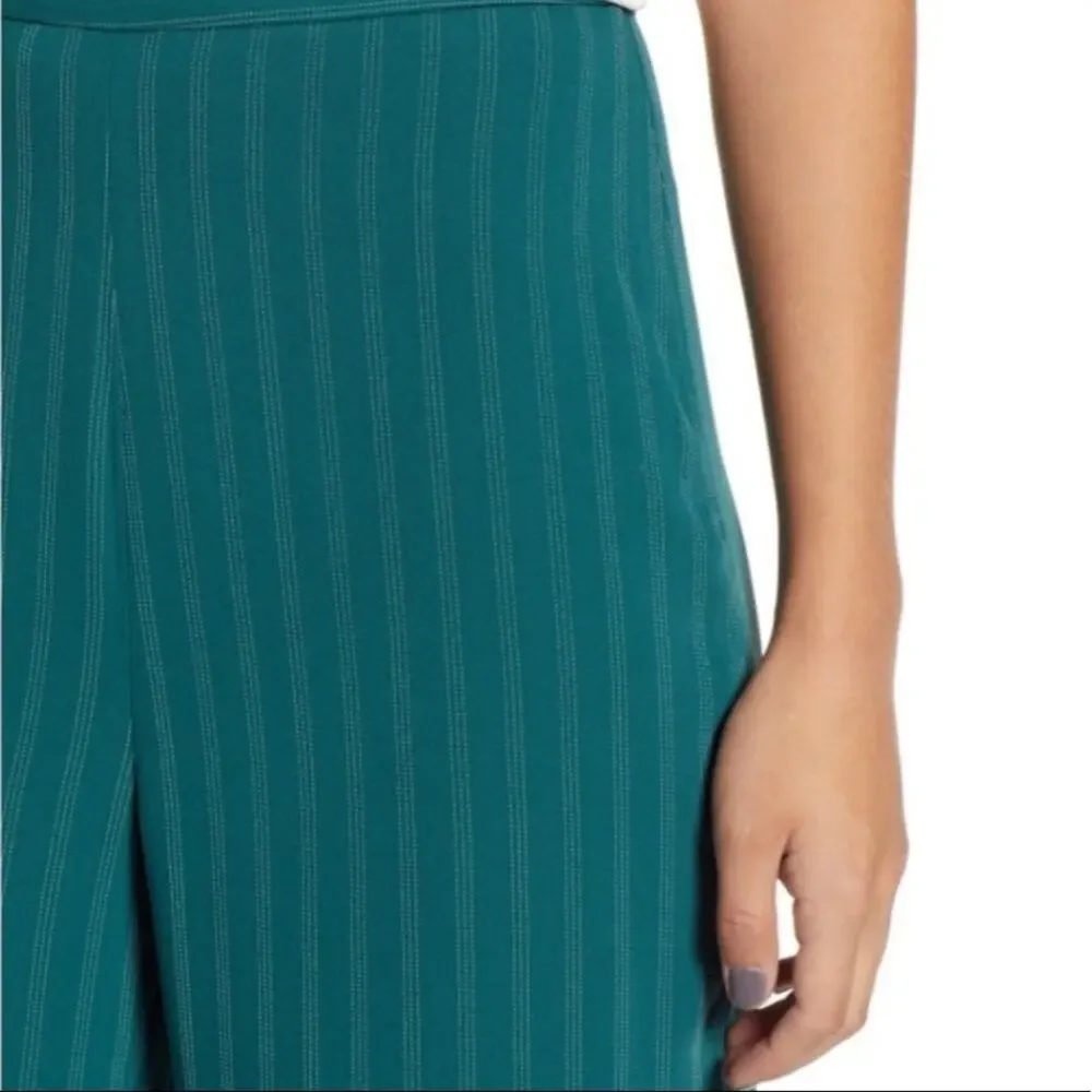Leith Wide Leg Pinstripe Work Pants High Rise Green size XL